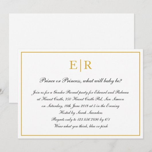 Formele kalligrafie Goud Monogram Geslacht Kaart (Voorkant / Achterkant)