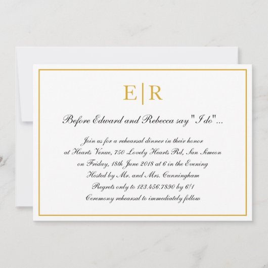 Formele kalligrafie Goud monogram repetitief Dinne Kaart (Voorkant)