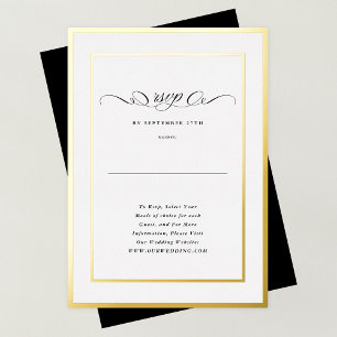 Formele kalligrafie gouden kader trouwwebsite RSVP Folie Uitnodiging
