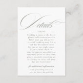 Formele kalligrafie grijs groen bruiloft details informatiekaartje (Voorkant)