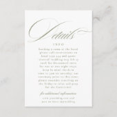 Formele kalligrafie Sage Groene Bruiloft Details Informatiekaartje (Voorkant)