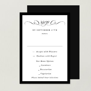 Formele kalligrafie zwart ingelijst klassieke brui RSVP kaartje