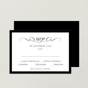 Formele kalligrafie zwart ingelijst klassieke brui RSVP kaartje