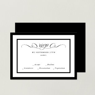 Formele kalligrafie zwart ingelijst klassieke brui RSVP kaartje
