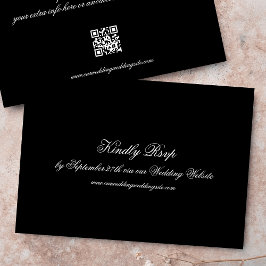 Formele kalligrafie Zwart Klassieke QR CODE Trouwf RSVP Kaartje