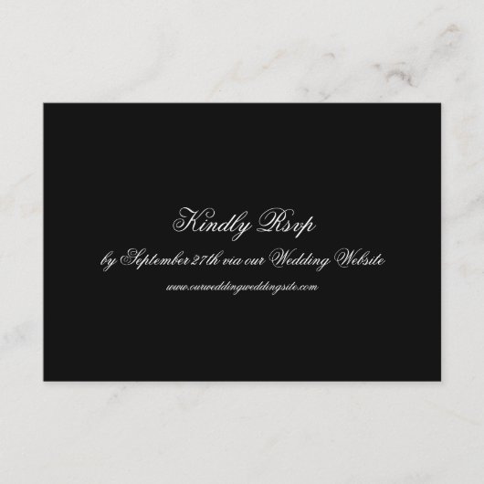 Formele Kalligrafie Zwart QR CODE Bruiloft RSVP Ka Kaart (Voorkant)