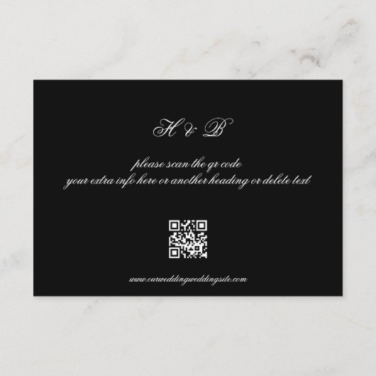 Formele Kalligrafie Zwart QR CODE Bruiloft RSVP Ka Kaart (Achterkant)