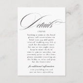 Formele Kalligrafie Zwart Wit Bruiloft Details Informatiekaartje (Voorkant)