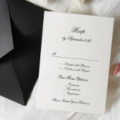 Formele Kalligrafie Zwart & Wit Klassieke Bruiloft RSVP Kaartje