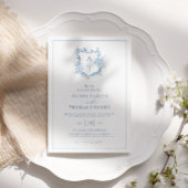 Formele Kam Levendige Blauwe Monogram Bruiloft Kaart