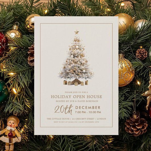 Formele Kerst Open Huis Gouden Boom Kaart