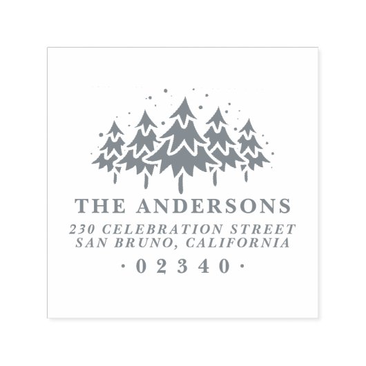 Formele Kerstboom Familienaam & Terugkeeradres Zelfinktende Stempel (Design)
