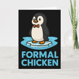 Formele Kip Grappige Pinguïn Op Ijs Dier Grap Pun Kaart