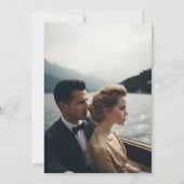 Formele Klassieke Blauwe Kam Monogram Bruiloft Fot Save The Date (Achterkant)