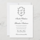 Formele Klassieke Bloemen Monogram Kreeft Huwelijk Kaart (Voorkant)