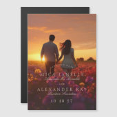 Formele klassieke blush roze foto opslaan van de d magnetische uitnodiging (Voorkant / Achterkant)