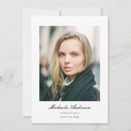 Formele klassieke elegante foto-Afstuderen Aankondiging (Voorkant)
