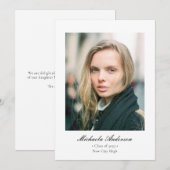 Formele klassieke elegante foto-Afstuderen Aankondiging (Voorkant / Achterkant)