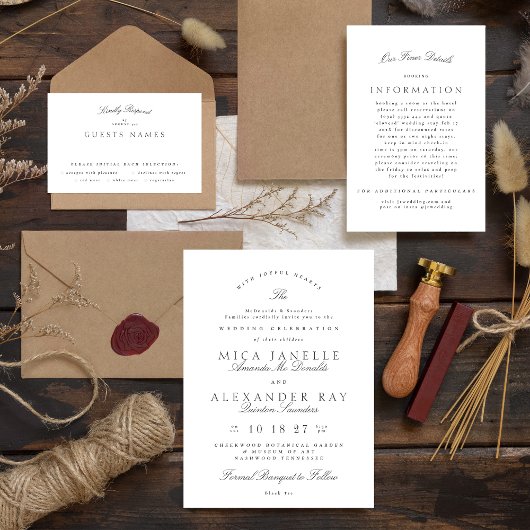 Formele klassieke elegante kalligrafie bruiloft RSVP kaartje