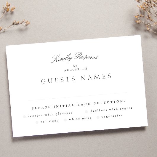 Formele klassieke elegante kalligrafie bruiloft RSVP kaartje