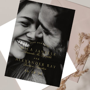 Formele klassieke elegante kalligrafie foto goud folie uitnodiging