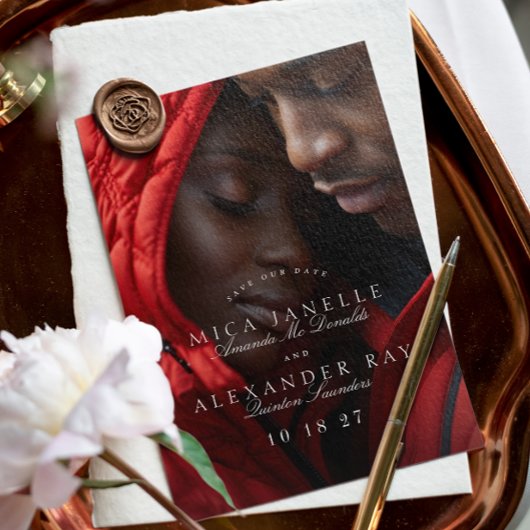 Formele klassieke elegante kalligrafie foto save the date