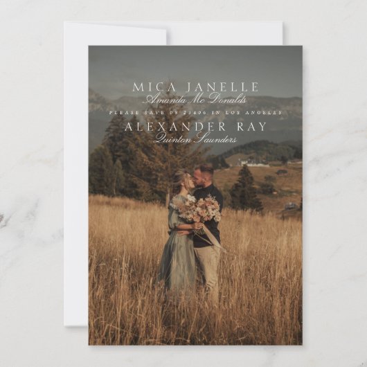 Formele Klassieke Elegante Namen Foto QR Code Save The Date (Voorkant)