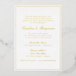 Formele Klassieke Gouden Rand Elegant Script Bruil Folie Uitnodiging<br><div class="desc">Formele Klassieke Traditionele Script Typografie Elegante Huwelijksuitnodiging met Smalle Grens in Gouden Folie en Online RSVP Details</div>