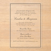 Formele klassieke grens Manuscript Elegant Wedding Acryl Uitnodigingen (Voorkant)