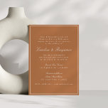 Formele klassieke grens voor het huwelijk van Terr Kaart<br><div class="desc">Formele klassieke Traditionele Aanwezigheid van het Manuscript Elegant Wedding met Narrow Grens en Online Details RSVP in Terracotta met Witte Tekst</div>