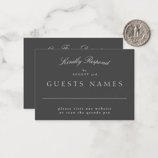 Formele Klassieke Grijze Huwelijk QR CODE DETAIL R Notitiekaartje (Voorkant / Achterkant in situ)