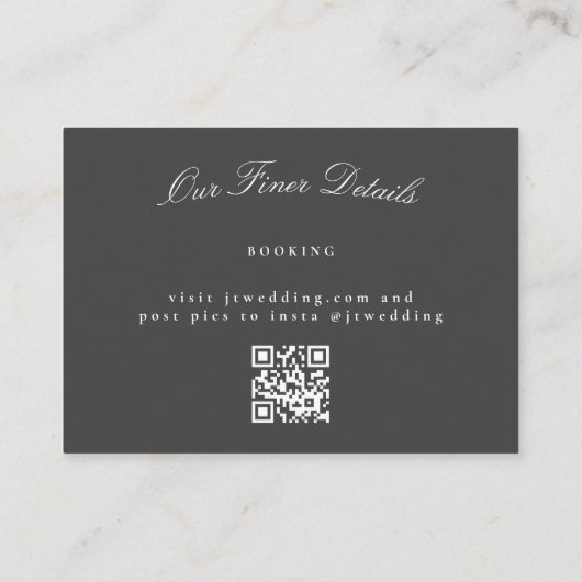Formele Klassieke Grijze Huwelijk QR CODE DETAIL R Notitiekaartje (Achterkant)