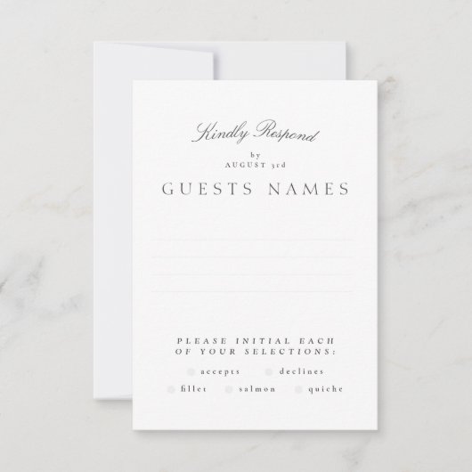 Formele Klassieke Grijze Witte Kalligrafie Huwelij RSVP Kaartje (Voorkant)