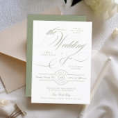Formele Klassieke Kalligrafie Sage Groene Bruiloft Kaart