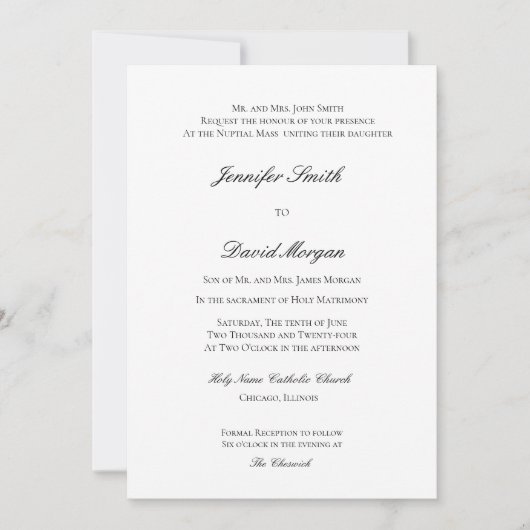 Formele klassieke katholieke bruiloft uitnodiging (Voorkant)