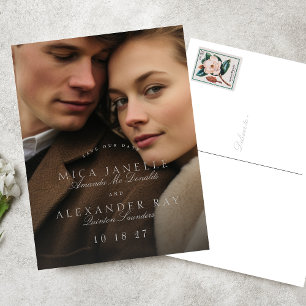 Formele klassieke lichtgrijze foto bewaar de datum briefkaart