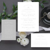 Formele klassieke lichtgrijze kalligrafie bruiloft RSVP kaartje