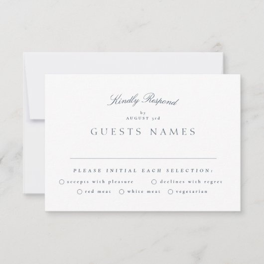 Formele Klassieke Marine Blauwe Kalligrafie Bruilo RSVP Kaartje (Voorkant)