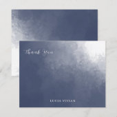 Formele Klassieke Marine Blauwe Rook Blank Bedankkaart (Voorkant / Achterkant)