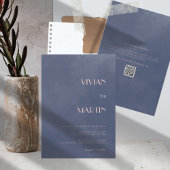 Formele Klassieke Marine Blauwe Rook Bruiloft Uitn Kaart