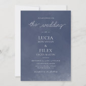 Formele Klassieke Marine Blauwe Rook Bruiloft Uitn Kaart (Voorkant)