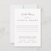 Formele Klassieke Maroon Bourgondische kalligrafie RSVP Kaartje (Voorkant)