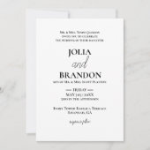 Formele Klassieke Minimale Witte & Zwarte Huwelijk Kaart (Voorkant)