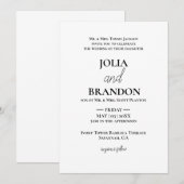 Formele Klassieke Minimale Witte & Zwarte Huwelijk Kaart (Voorkant / Achterkant)