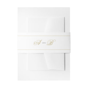 Formele Klassieke Monogram Zwart en Goud Trouwen Uitnodigingen Wikkel