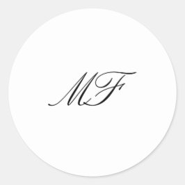 Formele Klassieke Monogram Zwart Wit Trouwen Ronde Sticker
