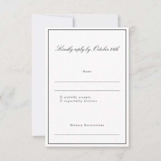 Formele klassieke rand handschrift elegant huwelij RSVP kaartje (Voorkant)