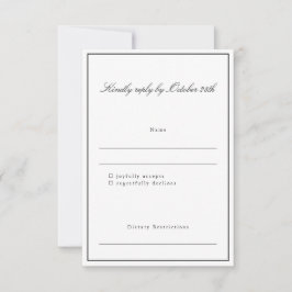 Formele klassieke rand handschrift elegant huwelij RSVP kaartje
