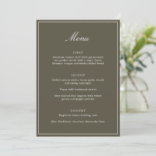 Formele Klassieke Rand Olijfgroene Schrift Elegant Menu