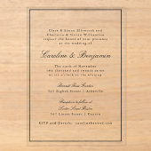 Formele Klassieke Rand Script Elegante Trouw RSVP Acryl Uitnodigingen (Voorkant)